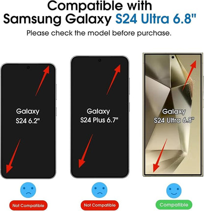 amFilm Auto-alignment OneTouch for Samsung Galaxy Screen Protector + Camera Lens Protector, Tempered Glass, 30 seconds Installation, Bubble Free, Case Friendly, Anti-Scratch [2+2 Pack] (S24U-6.8")