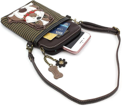 CHALA Dog Collection Cell Phone Crossbody Purse-Women PU Leather/Canvas Multicolor Handbag with Adjustable Strap