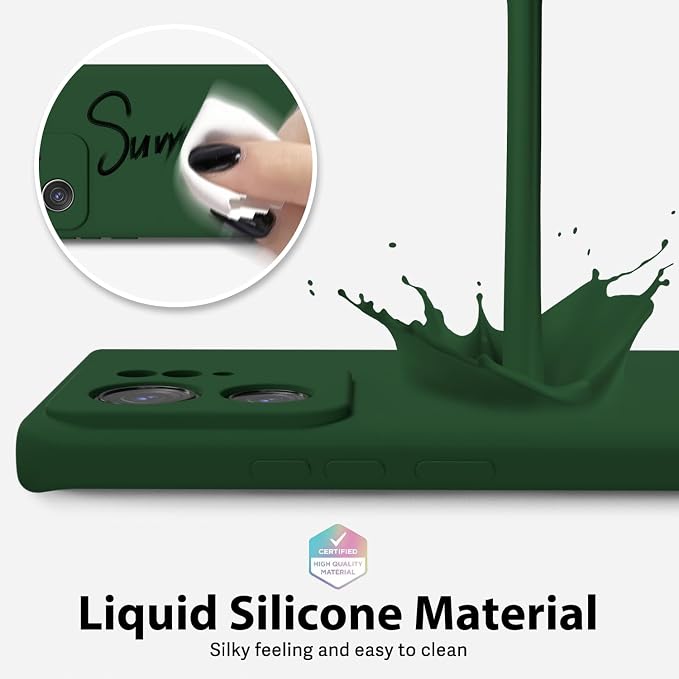 oakxco for Motorola Moto Edge 2023 Phone Case Liquid Silicone, Thin Slim Soft Rubber Gel TPU Plain Protective Simple Cover for Women Girl Cute, Matte Solid Color Aesthetic, Dark Green
