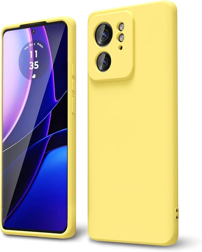 oakxco for Motorola Moto Edge 2023 Phone Case Liquid Silicone, Thin Slim Soft Rubber Gel TPU Plain Protective Simple Cover for Women Girl Cute, Matte Solid Color Aesthetic, Yellow