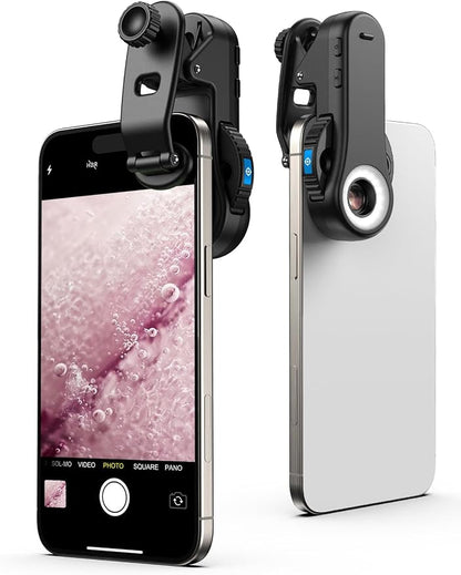 MIAO LAB Phone Microscope, 40x/80x/120x 3-in-1 Switchable Magnification Portable Microscope with LED UV Light CPL Lens for iPhone & Android Phone Zoom Lens Attachment for Plants/Coins/Jewelry