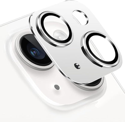 Compatible with iPhone 14 and iPhone 14 Plus Camera Lens Protector, Anti-Scratch Tempered Glass Camera Screen Protector Shockproof Full Protective Camera Cover Case Friendly Lens Cover-Silver