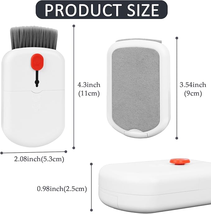 ZUFECY 6-in-1 Keyboard Cleaning Kit, White Keyboard Brush & Microfiber Pad, Multi-Tool for Electronics, Office & Gaming Setups