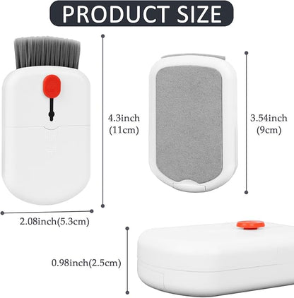 ZUFECY 6-in-1 Keyboard Cleaning Kit, White Keyboard Brush & Microfiber Pad, Multi-Tool for Electronics, Office & Gaming Setups