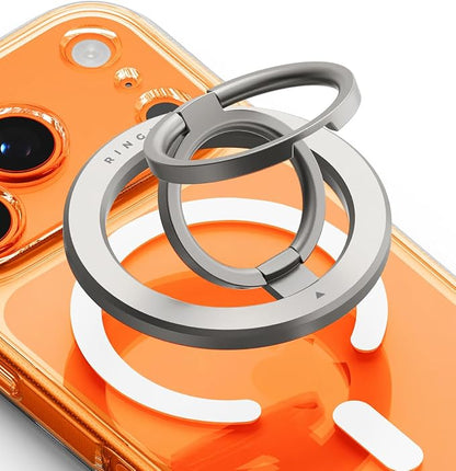 Ringke Dual Magnetic Smart Ring [Compatible with MagSafe] Phone Grip, Dual-Sided Powerful Magnet, 3-Tier Foldable Kickstand 0.17 Inch Slim Holder for Gym, iPhone, Galaxy, Pixel - Satin Silver