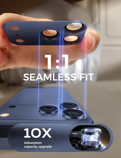 MAGIC JOHN 2 Pack Camera Lens Protector for iPhone 17 Pro, Full Coverage, Metal Aluminum Alloy Camera Lens Film, HD Clear, Scratch Resistant, Case-Friendly, Blue