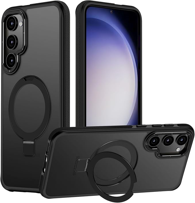 for Samsung Galaxy S23 Case, Magnetic Adjustable Ring Stand [Fit for Magsafe], [Military-Grade Shockproof Protection] Phone Case with Kickstand&Ring Holder (Black)
