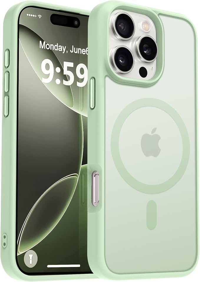 MOCCA Strong Magnetic for iPhone 16 Pro Max Phone Case, [Compatible with Magsafe][16FT Mil-Grade Drop Protection] Slim Translucent Matte Protective Cover Case for iPhone 16 Pro Max Case, Light Green