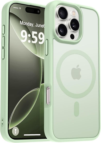 MOCCA Strong Magnetic for iPhone 16 Pro Max Phone Case, [Compatible with Magsafe][16FT Mil-Grade Drop Protection] Slim Translucent Matte Protective Cover Case for iPhone 16 Pro Max Case, Light Green