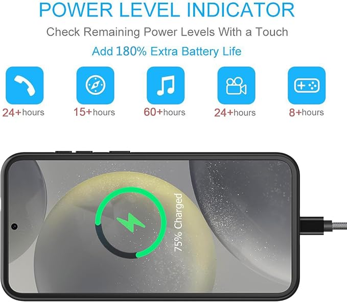 Battery Case for Galaxy S24 Plus, Upgraded 12000mAh Portable Protective Wireless Charging Case Compatible with Galaxy S24 Plus 5G (6.7 inch) Rechargeable Extended Battery Pack Charger Case (Black)