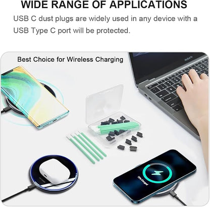 USB C Dust Plug Silicone USB C Anti Dust Port Cover Type C Charging Port Protectors Plug Compatible with iPhone 15 16 17 Pro Max Plus Samsung Galaxy Google Pixel and All USB Type C Ports