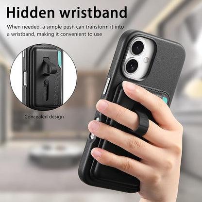 Wallet Case for iPhone 17 Pro Max/17 Pro/Air/17,Heavy Duty Protection Magnetic Detachable Card Holder 2 in 1 Protection Shockproof Phone Cover (17,Brown)