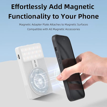 Magnetic Phone Light - 3 Color Temperature, 160 LED Selfie Light with Clip for Phone, Camera, Laptop, iPad, 3000mAh Portable Video Light for Tattoo/TikTok/Vlog/Zoom Calls/Makeup (White)