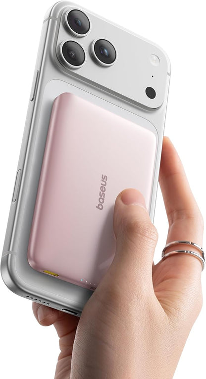 Baseus Picogo Magsafe Portable Charger, Qi2 15W 0.5" Ultra Slim 10000mAh Wireless Power Bank, 27W Fast Charging Magnetic Battery Pack with USB-C for iPhone 17 Pro Max/17 Pro/Air/16/15/14/13/12