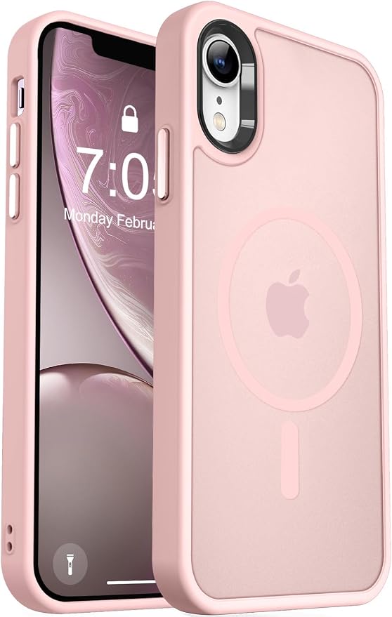 MOCCA Strong Magnetic for iPhone XR Phone Case, [Compatible with Magsafe][Mil-Grade Drop Protection] Slim Thin Translucent Matte Protective Cover Case for iPhone XR Case 6.1'', Pink