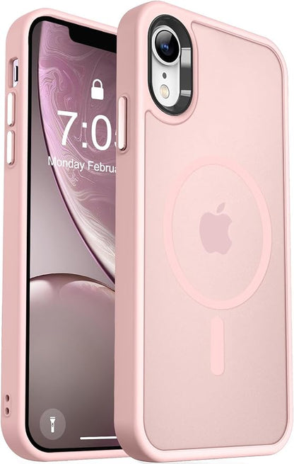 MOCCA Strong Magnetic for iPhone XR Phone Case, [Compatible with Magsafe][Mil-Grade Drop Protection] Slim Thin Translucent Matte Protective Cover Case for iPhone XR Case 6.1'', Pink