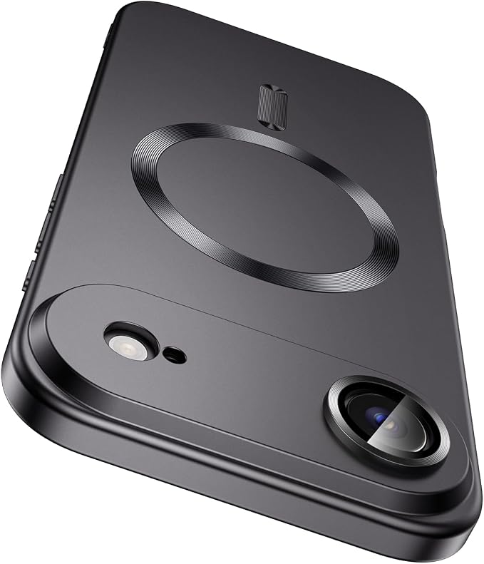 Magnetic for iPhone Air Case, Compatible with MagSafe, Built-in Camera Lens Protector, Slim Thin Soft Silicone Bumper Shockproof Metallic Luster Phone Case for iPhone 17 Air (Black)