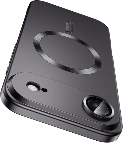 Magnetic for iPhone Air Case, Compatible with MagSafe, Built-in Camera Lens Protector, Slim Thin Soft Silicone Bumper Shockproof Metallic Luster Phone Case for iPhone 17 Air (Black)