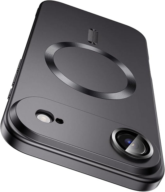 Magnetic for iPhone Air Case, Compatible with MagSafe, Built-in Camera Lens Protector, Slim Thin Soft Silicone Bumper Shockproof Metallic Luster Phone Case for iPhone 17 Air (Black)