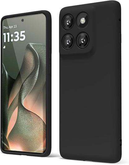 oakxco for Motorola Moto Edge 2025 Phone Case Liquid Silicone, Thin Slim Soft Rubber Gel TPU Plain Protective Simple Cover for Women Girl Cute, Matte Solid Color Aesthetic, Black
