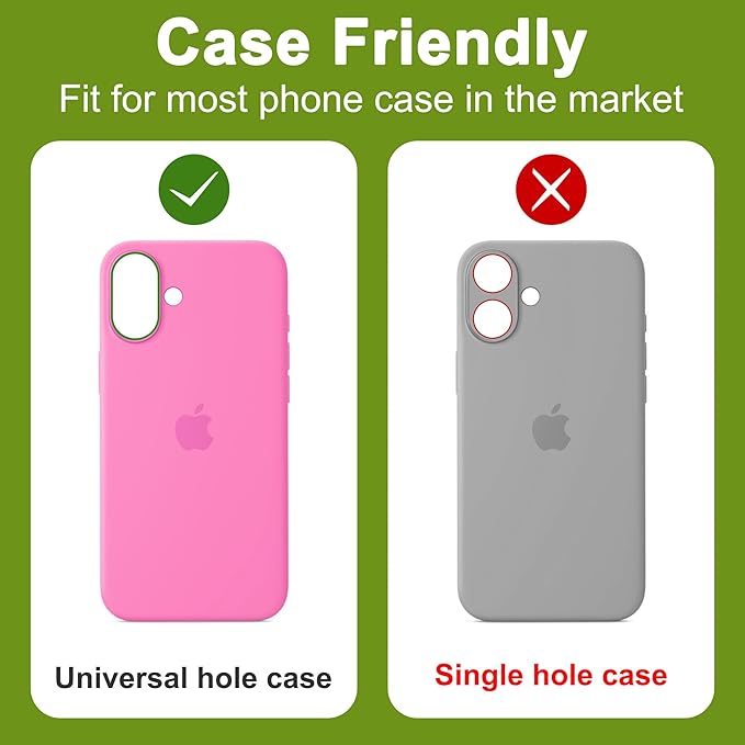 2-Pack Shatterproof Camera Lens Protector for iPhone 16/16 Plus |AR Tempered Glass Strong Adsorption Metal Camera Cover Screen(Azure)