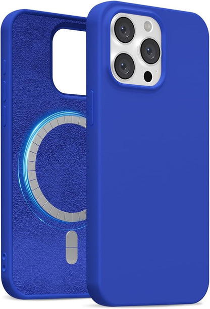for iPhone 13 Pro Max Case Silicone Compatible with Magsafe Case, Ultra Slim Thin Magnetic Phone Cases Mag Safe, Cute Soft Rubber Gel Matte Plain Wireless Charging Cover for Women, Royal Blue