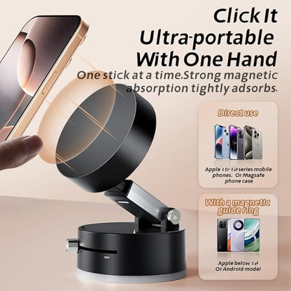 Metal Phone Stand for Desk, Universal Phone Holder with 360 Rotating Arm Foldable Retractable Stand Compatible with Magnetic and Android Phones, Office Accessories (A2)