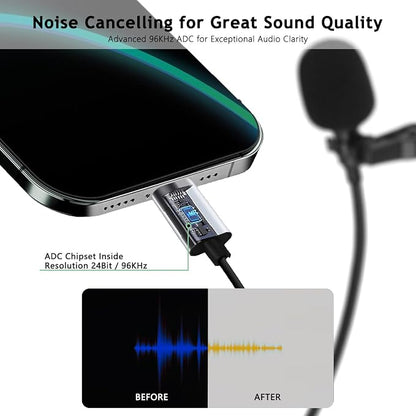 USB C Lavalier Microphone, Omni Condenser Clip-on Mic for iPhone 17/16/15, Samsung, Google, Oneplus, with USB-A for Computer & Laptop, 6.6FT, External Lapel Mic for Youtube, Interview & Podcast