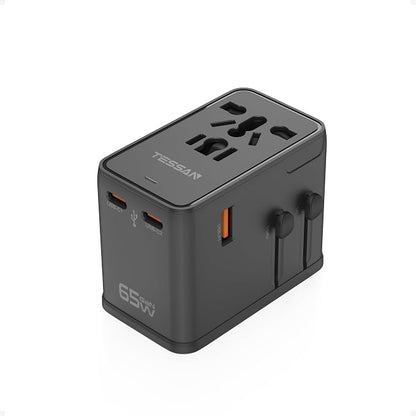 TESSAN Universal Travel Adapter, 65W International Power Adapter | 4 USB Charging Ports (2 USB C), Worldwide Plug Adaptor, US to Europe UK Italy Spain France Ireland Australia, Type C G A I