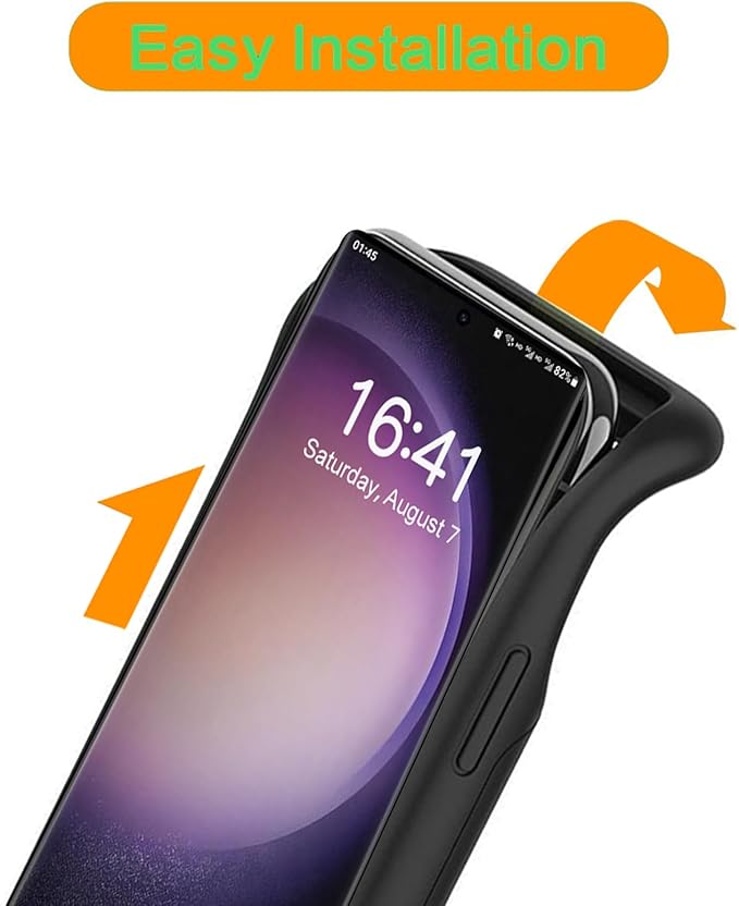 Battery Case for Galaxy S22 Ultra/S23 Ultra,[12000mAh] Portable Protective Smart Wireless Charging Case Support Carplay Compatible with Galaxy S22 Ultra/Galaxy S23 Ultra Battery Case (Black)