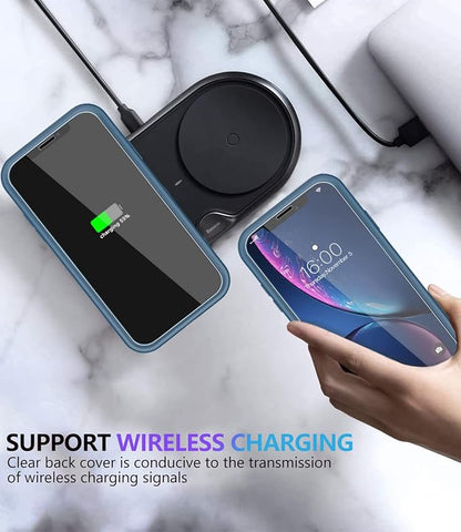 Diverbox for iPhone XR Case [Tempered Glass Screen Protector] [Shockproof] [Dropproof] Heavy Duty Protection Phone Case Cover for Apple iPhone XR Blue