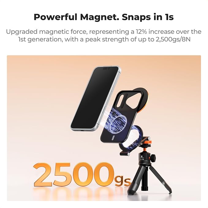 K&F CONCEPT Double-Sided Magnetic Lens Filter Mount Adapter, Compatible with iPhone 17 Pro Max and 58mm Threaded Filters, iPhone Filter Mount (Filter Not Included)