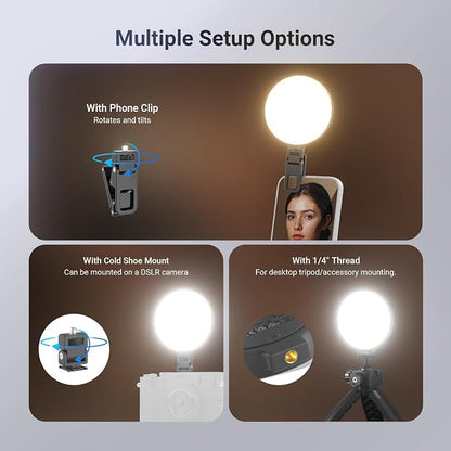 NEEWER Entry Level Version LED Selfie Ring Light, 4.8W Bi Color Edge Lit Clip Phone Fill Lighting with 2000mAh Battery, CRI90+ for Camera Laptop Computer Webcam Video Conference Makeup Recording, N23