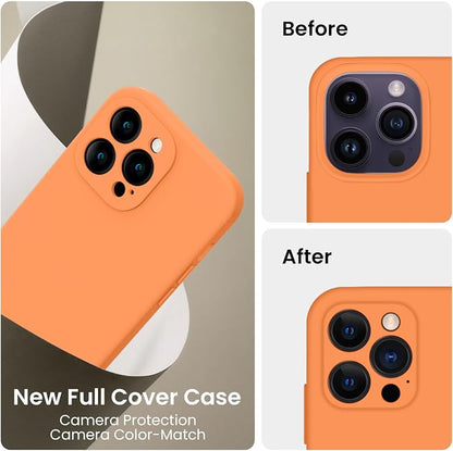 FireNova Designed for iPhone 14 Pro Max Case, Silicone Upgraded [Camera Protection] Case, Soft Anti-Scratch Microfiber Lining Inside, 6.7 inch, Kumquat