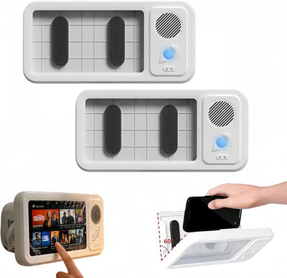 Bluetooth Shower Phone Holder with Speaker, Upgraded Water Proof Phone Holder for Shower,Adjustable Waterproof Box Speaker,Hands-Free Music&Video,360° Rotation,Fixed Mount for Bathroom (2, Standard)