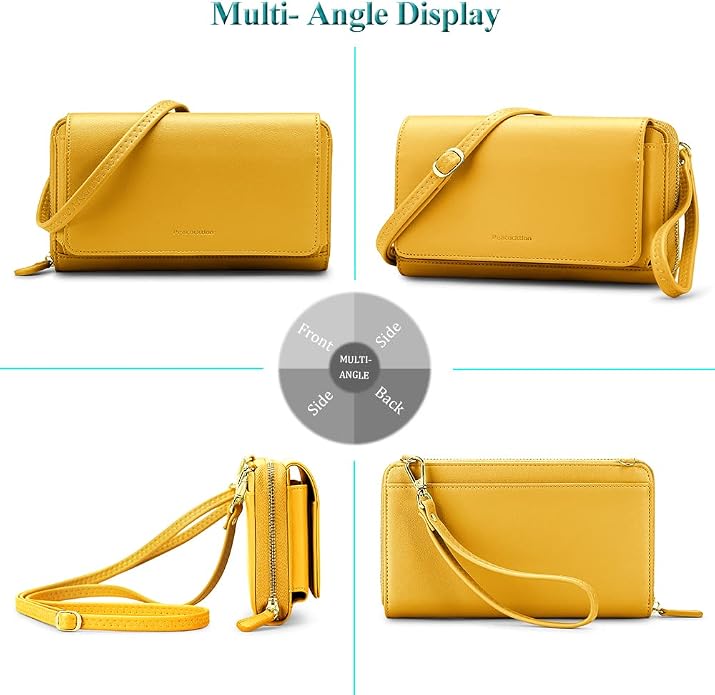 Peacocktion Crossbody Bags for Women RFID Wristlet Wallets Travel Vegan Leather Small Clutch Purses with Phone Pocket Zipper