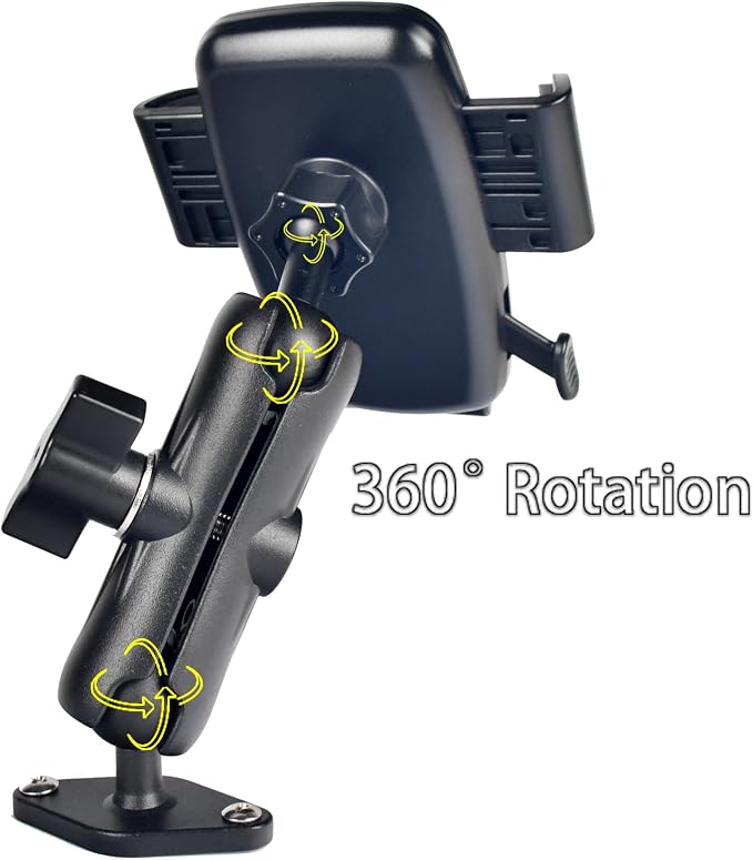 1" Ball Phone Mount – Aluminum Alloy Arm & Base, Double Ball Joint, 360° Adjustable, Screw-Mounted Base, Fits RAM B Size System – Universal Holder for Car, Truck, Van, Desk, Wall, Dashboard