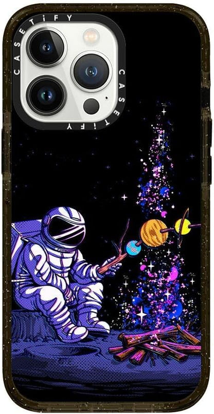 CASETiFY Impact iPhone 13 Pro Case [4X Military Grade Drop Tested / 8.2ft Drop Protection/Compatible with Magsafe] - Moon Camping - Clear Black