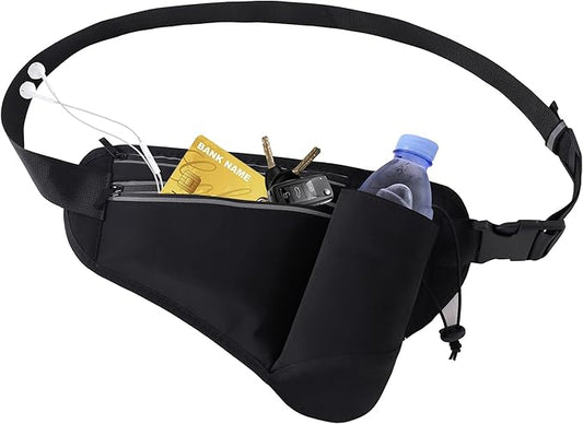 Slim Running Belt for Women Men,Runners Fanny Pack Phone Holder,Money Belt,Running Gear Accessories,with 3 Pockets (Light Black)