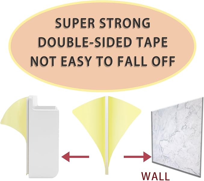 2 Pcs Wall Mount Phone Holder with 3M Adhesive Phone Stand with Data Cable Receiving Hole, Phone Charger Stand Remote Control Storage Box for Bedroom, Kitchen, Bathroom, Office (White)