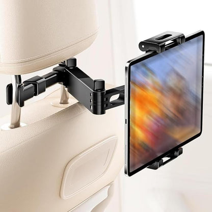 Car Headrest Phone Tablet Holder, 360° Rotating Extension Arm, Fits 4.7-11 Inch, Universal Travel Must-Have for Kids, Universal Smartphone Holder