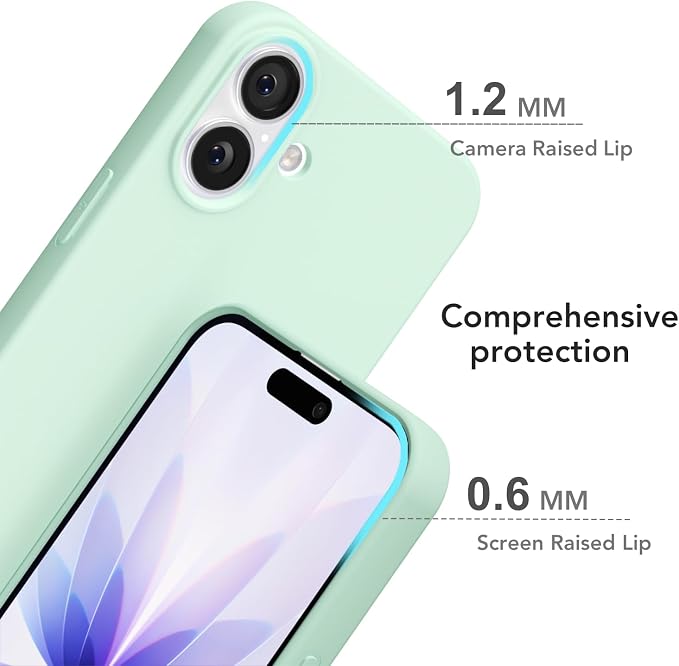 for iPhone 17 Case Silicone Compatible with Magsafe Case, Ultra Slim Thin Magnetic Phone Cases Mag Safe, Cute Soft Rubber Gel TPU Matte Plain Wireless Charging Cover for Women, Mint Green