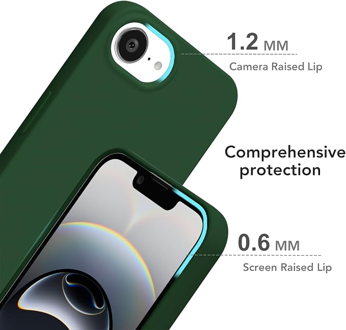 for iPhone 17e 16e Case Silicone Compatible with Magsafe Case, Ultra Slim Thin Magnetic Phone Cases Mag Safe, Cute Soft Rubber Gel TPU Matte Plain Wireless Charging Cover for Women, Dark Green