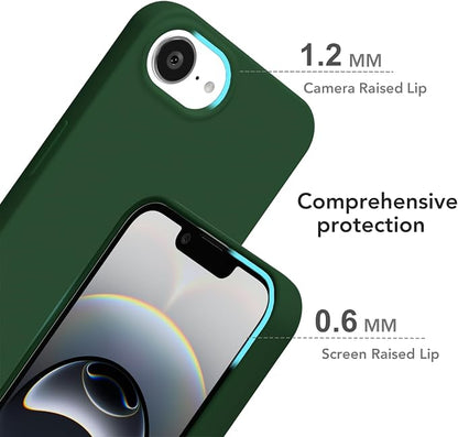 for iPhone 17e 16e Case Silicone Compatible with Magsafe Case, Ultra Slim Thin Magnetic Phone Cases Mag Safe, Cute Soft Rubber Gel TPU Matte Plain Wireless Charging Cover for Women, Dark Green