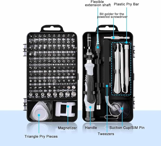 EFAITHFIX Precision Screwdriver Set, Professional 115 in 1 Magnetic Repair Tool Kit for Computer, Mobile Phone, Laptop, Tablet, Game Console, Watch, Camera, Eyeglasses, Electronics, DIY Projects, etc