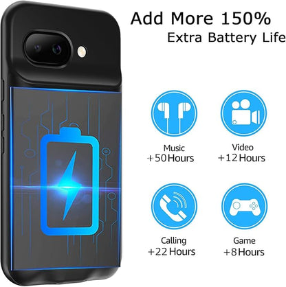 Battery Case for Pixel 9a, Upgraded 10000mAh Battery Pack Rechargeable Charger Case with Wireless Charging Compatible for Pixel 9a(6.3 inch) External Charging Cover(Black)