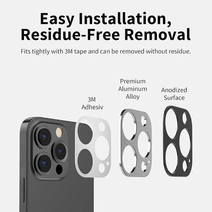 SwitchEasy Camera Lens Protector for Phone 15 - Aluminum Camera Lens Protector for Phone 15 Pro Max & Phone 15 Pro Without Covering the Lens, for 3 Lens Phone 15 - LenShield | Black
