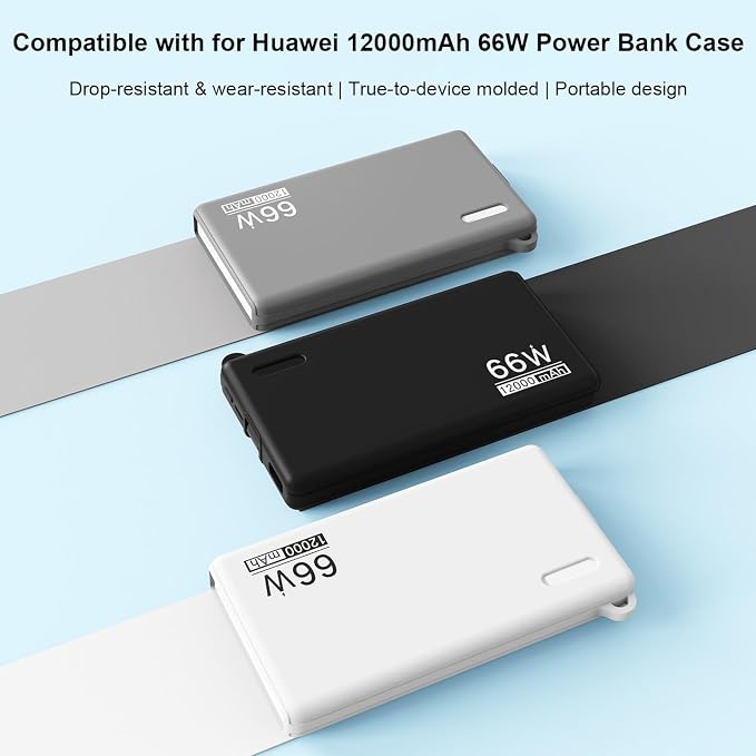 Silicone Protective Case for Huawei 12000mAh 66W Power Bank Soft Shockproof Dustproof Protective Sleeve Power Bank Ultra Thin Full Protection Case (Gray)