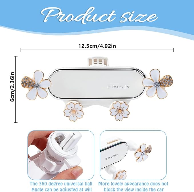 Car Cellphone Holder Adorable Car Phone Holder Cute Phone Holders for Your Cars Elegant Flower Crystal Air Vent Phones Holders Cars Phones Mount with Sturdy Air Vent Clip for Smartphone