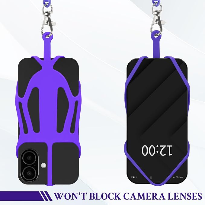HOTEMIA Silicone Phone Lanyard Holder with Carabiner, Universal Phone Strap,Anti-Theft Phone Case with retractable tether